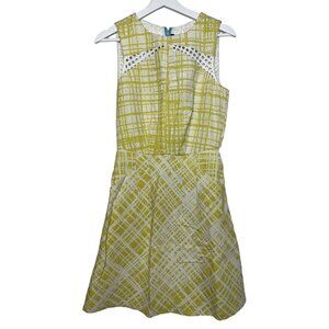 Walter Baker Women’s XS Yellow White Plaid Fit & Flare Sleeveless Dress